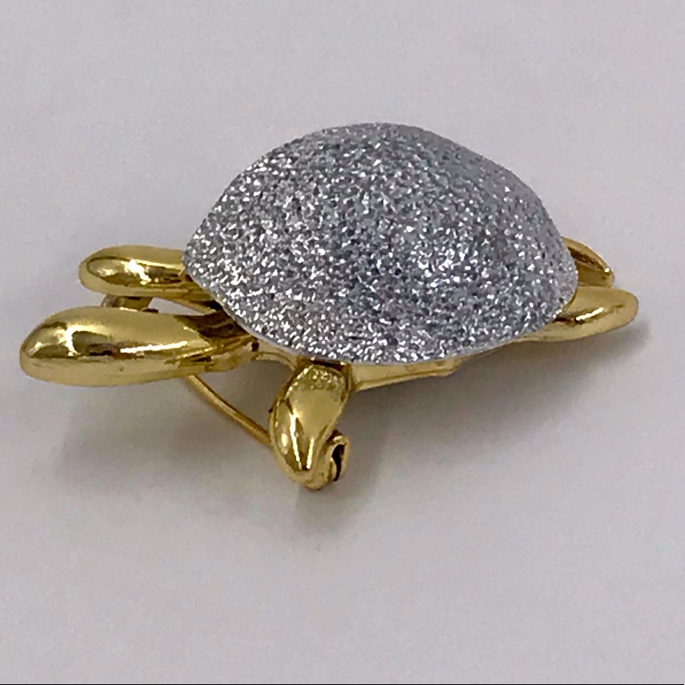 Vintage Gold and Silver Turtle Brooch Pin